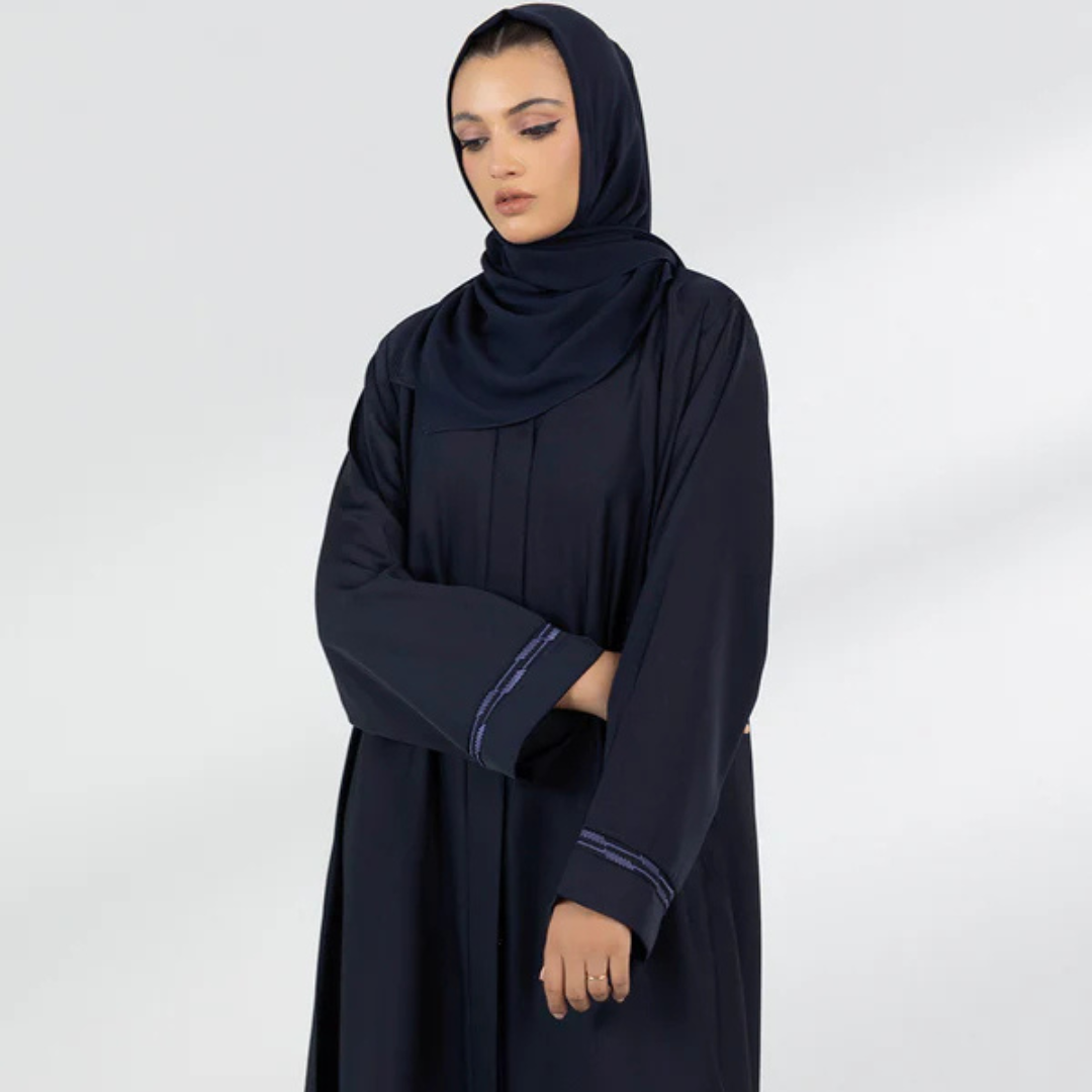 Embroidered Button Through Abaya 008